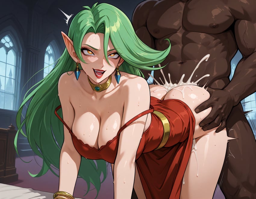 ai_generated camula dark-skinned_male dark_skin female indoors interracial light-skinned_female light_skin male male/female muscular muscular_male vampire_girl waifu yu-gi-oh!