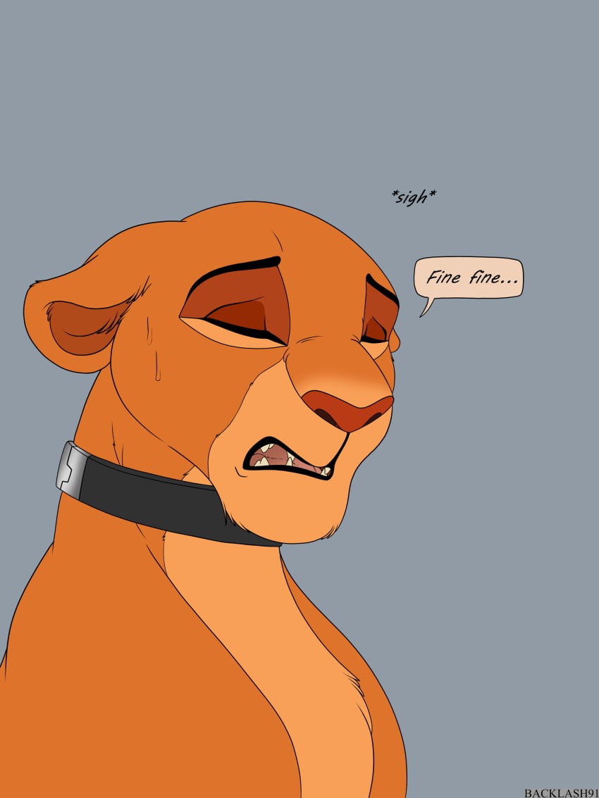 absurd_res backlash91 collar conditional_dnp dialogue disney duo felid felidae female feral hi_res human humor interspecies kiara_(the_lion_king) lion male male/female mammal pantherine prostitution the_lion_king