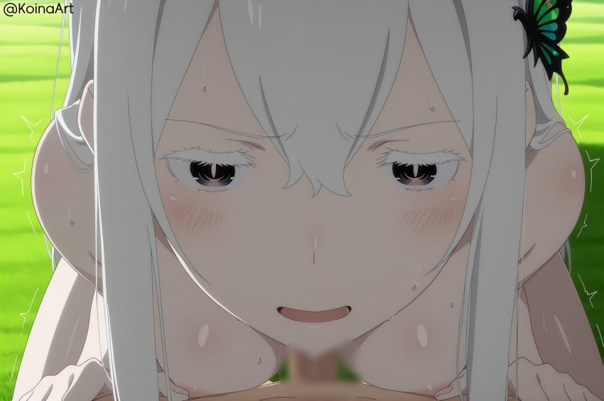 ai_generated anal brown_hair censored close-up completely_nude completely_nude_female doggy_style echidna_(re:zero) embarrassed female koinaart mature_female medium_breasts motion_lines nude pale_skin penetration penis perky_breasts re:zero_kara_hajimeru_isekai_seikatsu stable_diffusion thick_thighs trembling white_eyelashes white_hair