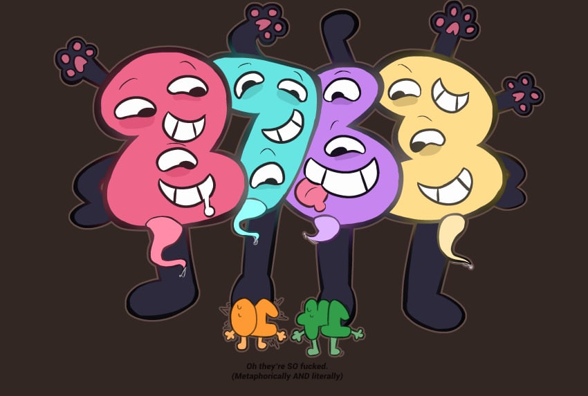 10_(bfdi) 14_(bfdi) 2763 2763_(bfdi) algebralien bfb bfdi bfdia conjoined drool fear fourteen_(bfb) male math mouths multi_arm multi_eye multi_genitalia multi_limb multi_mouth multi_penis object_shows osc penis precum_drip size_difference ten_(bfb) tentacle tetraphallia