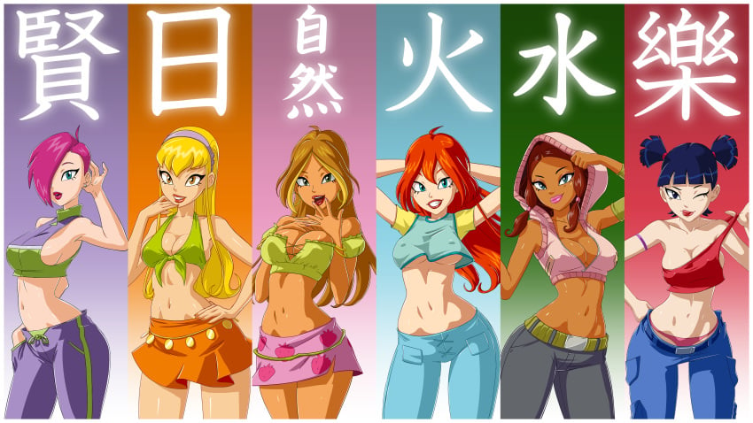 4kids_entertainment 6girls aisha aisha_(winx_club) artist_request bloom bloom_(winx_club) female flora flora_(winx_club) layla layla_(winx_club) multiple_girls musa musa_(winx_club) nickelodeon rainbow_(animation_studio) stella stella_(winx_club) tecna tecna_(winx_club) winx_club