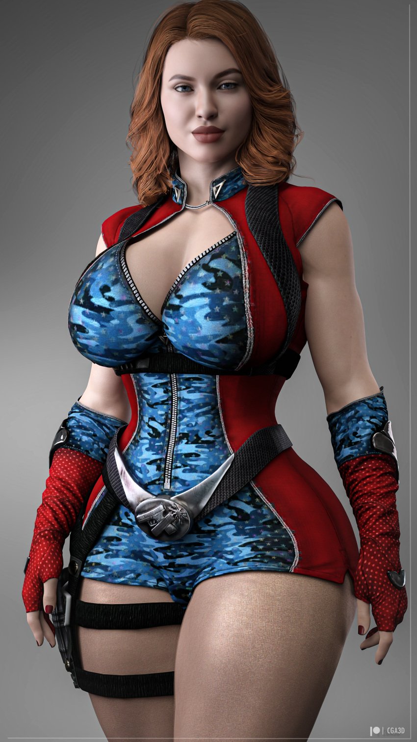 3d 3d_render belt belt_buckle celebrity cleavage cleavage_cutout clothed clothed_female clothing clothing_cutout fingerless_gloves firecracker_(the_boys) holster light-skinned_female light_skin misty_tucker_gray nail_polish pale-skinned_female pale_skin photorealistic realistic red_nail_polish red_nails the_boys thigh_holster valorie_curry zipper zipper_down