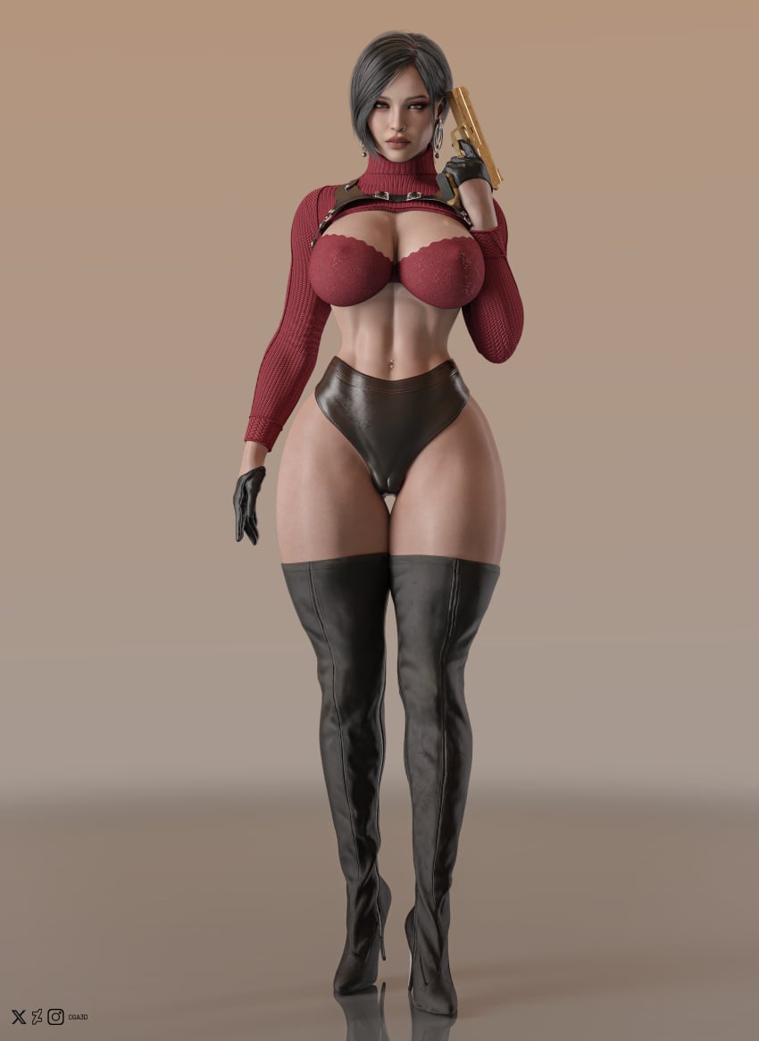 1girls 3d 3d_render abs ada_wong alternate_version_available black_boots black_clothing black_gloves black_hair black_heels black_legwear black_panties bra cameltoe cga3d child_bearing_hips cleavage cleavage_cutout clothed clothed_female clothing clothing_cutout curvaceous curvaceous_female curvaceous_figure curves curvy curvy_body curvy_female curvy_figure curvy_hips curvy_thighs deviantart_logo earrings erotichris eyeliner eyeshadow fit fit_female full_body gloves grey_hair gun heel_boots heels high_heels holding_gun holding_object holding_weapon hourglass_figure instagram_logo leather leather_clothing leather_gloves light-skinned_female light_skin lingerie makeup navel navel_piercing nipples_visible_through_clothing nose_piercing pale-skinned_female pale_skin panties partially_clothed piercing pistol red_bra red_sweater resident_evil ribbed_sweater see-through see-through_clothing shiny shiny_clothes simple_background standing thick_thighs thighhighs toned toned_body toned_female toned_stomach twitter_logo video_game video_game_character video_game_franchise video_games voluptuous voluptuous_female watermark weapon wide_hips