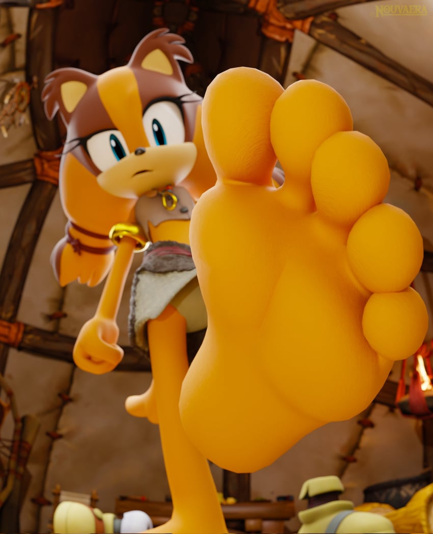 3d 5_toes anthro clothed clothing digital_media_(artwork) feet female foot_fetish foot_focus foot_play hi_res humanoid_feet looking_at_viewer low-angle_view nouvaera plantigrade sega soles solo sonic_(series) sonic_boom sonic_the_hedgehog_(series) sticks_the_jungle_badger toes upskirt