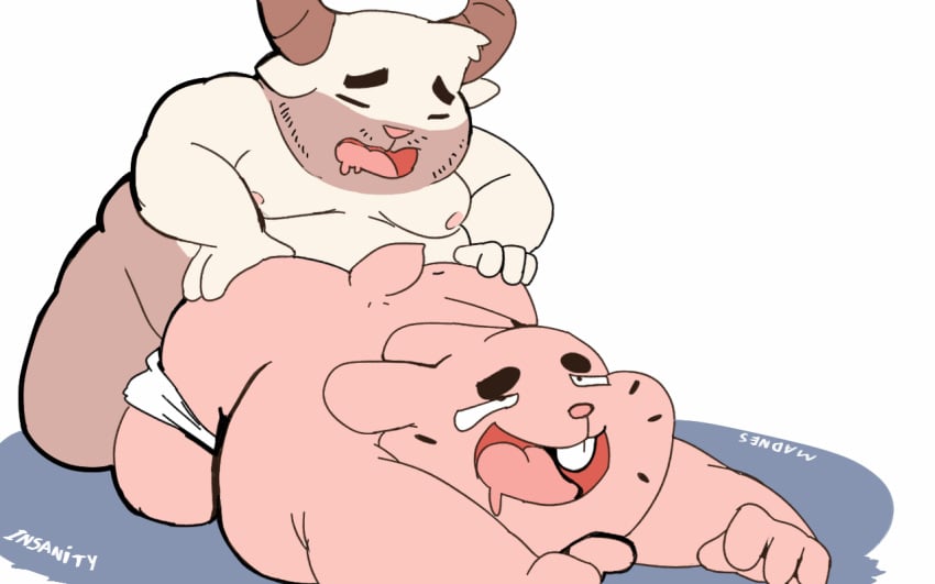 anal anal_sex caprine cartoon_network duo goat lagomorph male mammal miracle_star moobs obese overweight penetration rabbit richard_watterson sex shamelesss smile the_amazing_world_of_gumball yaoi