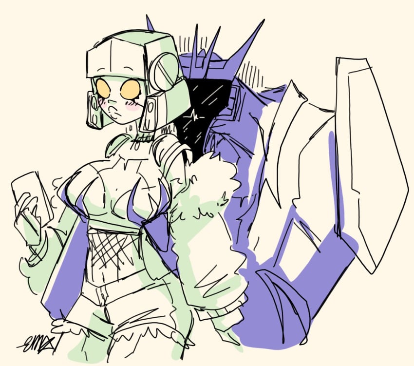 grabbing_breasts on_phone soundblaster soundblaster_(oc) soundwave sparkplug star-the-skeleton straight transformers transformers_prime wip