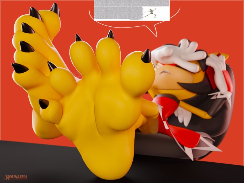 5_toes anthro claws feet feet_up female foot_fetish foot_focus hi_res honey_the_cat nouvaera sega soles solo sonic_(series) sonic_the_fighters sonic_the_hedgehog_(series) speech_bubble toe_claws toes