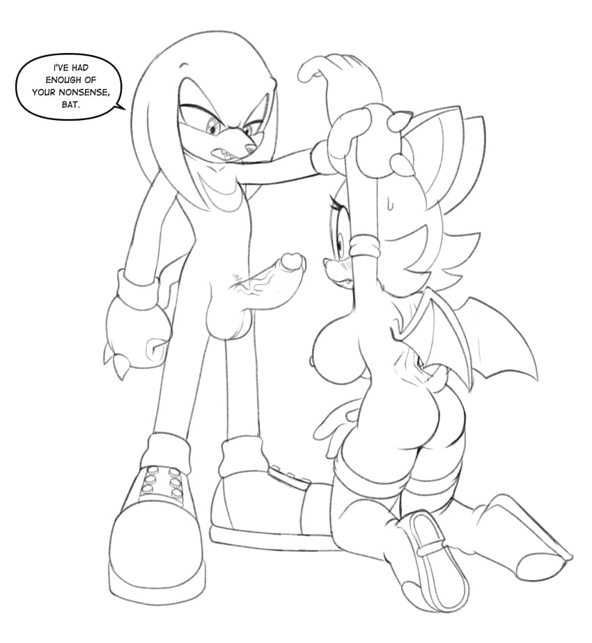 anthro ass balls bat breasts dialogue duo echidna female fours_(artist) genitals hi_res imminent knuckles_the_echidna male male/female mammal monotreme mostly_nude penis rouge_the_bat sex sketch sonic_(series) sonic_the_hedgehog_(series)