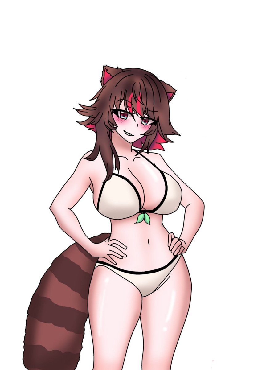 1girls brown_hair elmashoarts hispanic_virtual_youtuber raccoon raccoon_girl rakkun seductive_look tail virtual_youtuber vtuber youtube youtube_hispanic