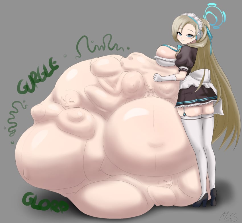 asuna_(blue_archive) belly big_belly blue_archive maid_outfit makerofcoolstuff pregnant_prey tagme vore