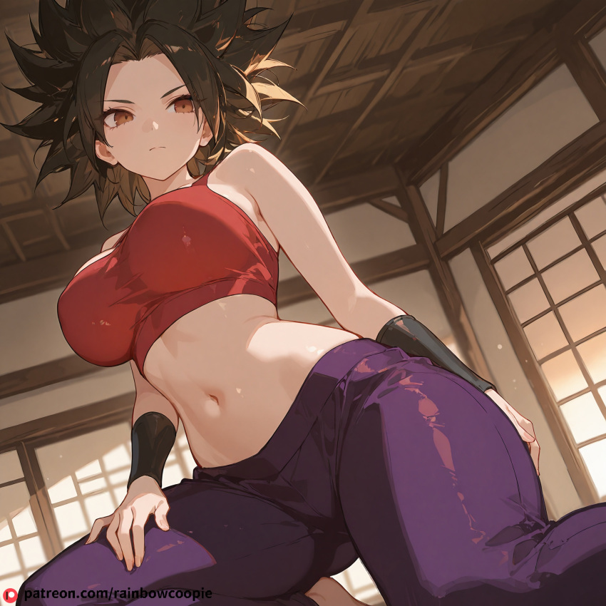 ai_generated caulifla contempt hand_on_thigh huge_breasts