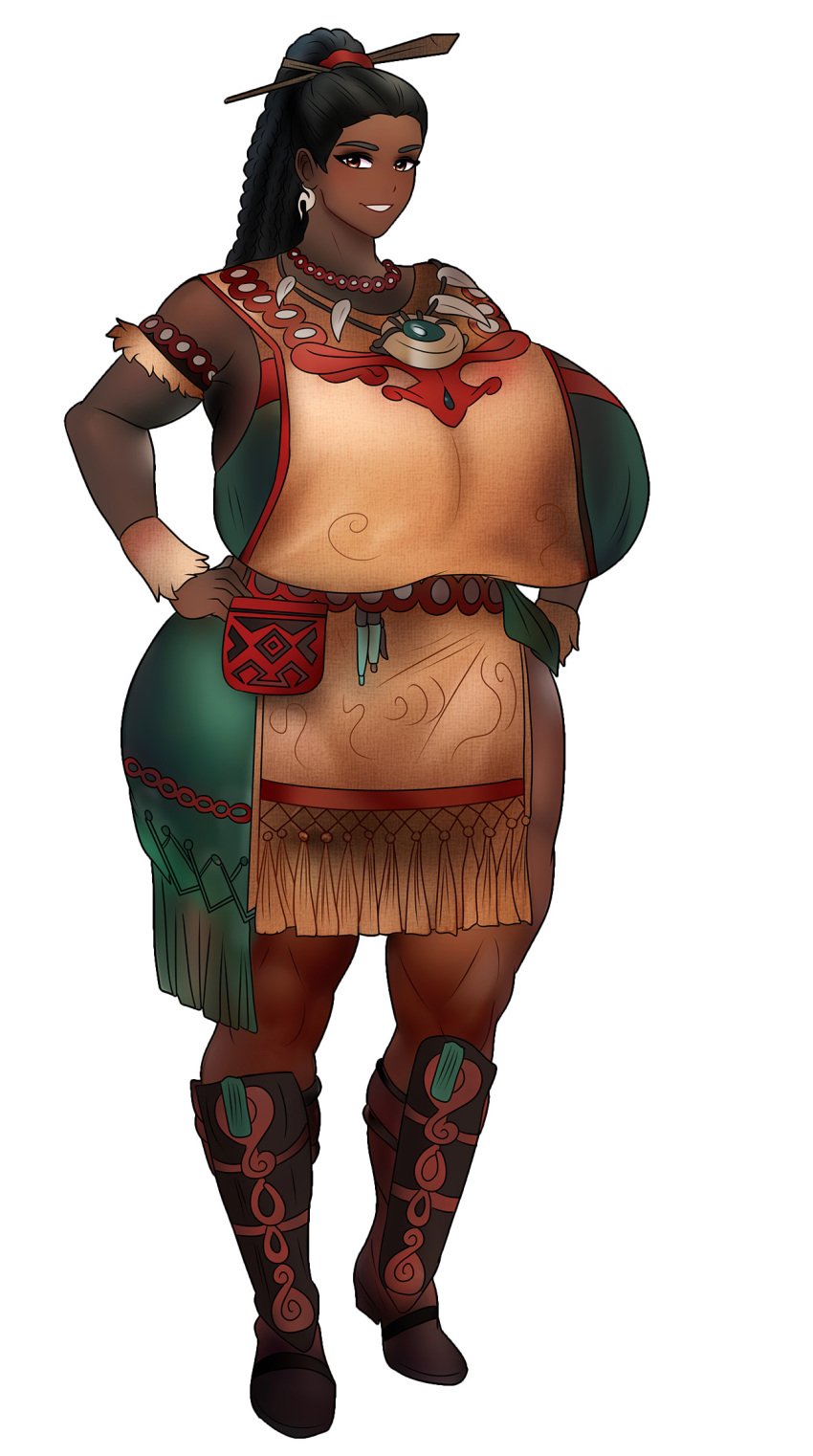1girls aida_(monster_hunter_wilds) big_ass big_breasts big_thighs black_hair breasts chorquistudios clothed clothed_female collar collarbone dark-skinned_female dark_skin female huge_ass huge_breasts huge_thighs long_hair looking_at_viewer milf mommy monster_hunter monster_hunter_wilds smile standing tribal tribal_clothing