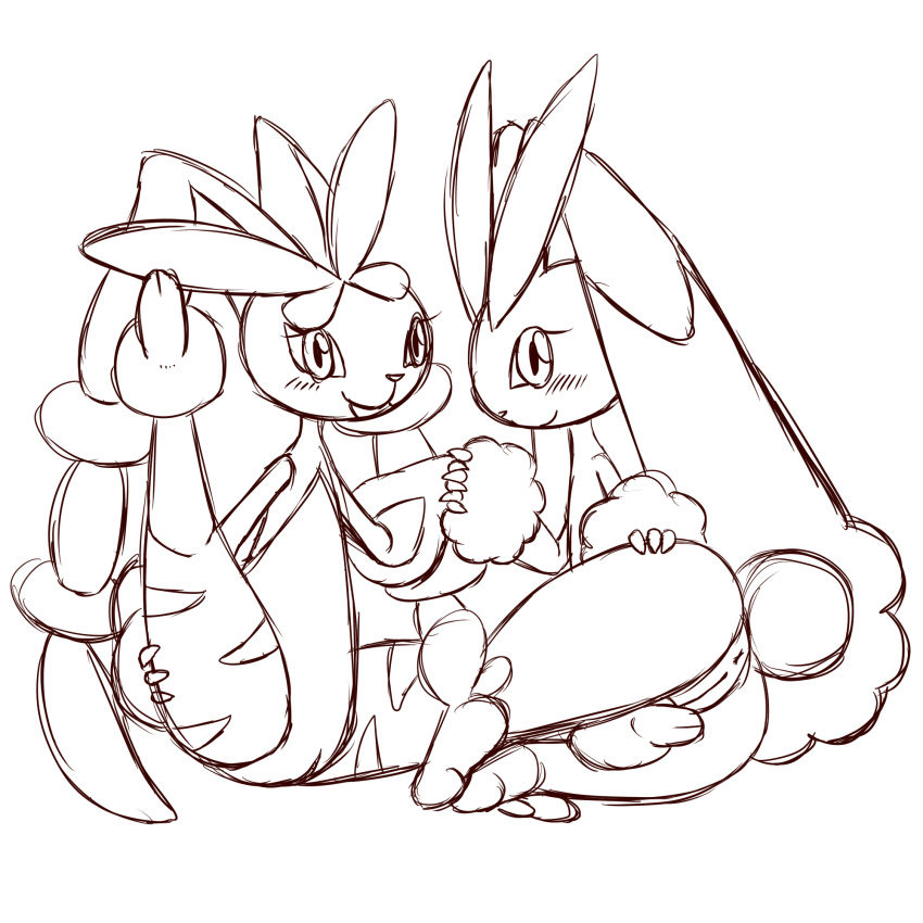 anus blush duo eyelashes female kiriya lagomorph lopunny mammal mega_evolution mega_lopunny monochrome nintendo open_mouth pokemon pokemon_(species) presenting pussy rabbit simple_background sketch video_games