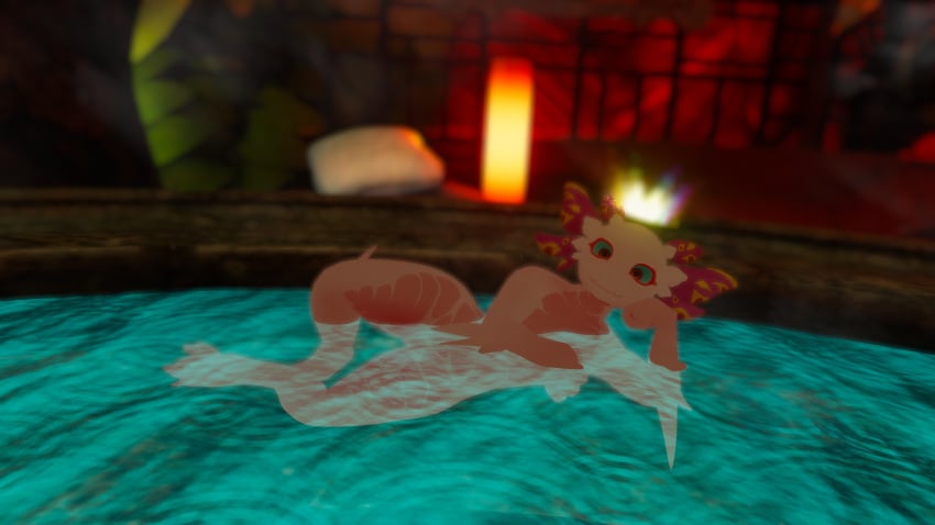 16:9 anthro capcom female hi_res hot_tub humanoid kobold leviathan_(mh) mizutsune monster_hunter nude nude_female scalie sleepyboldhijack solo vrchat vrchat_model water widescreen