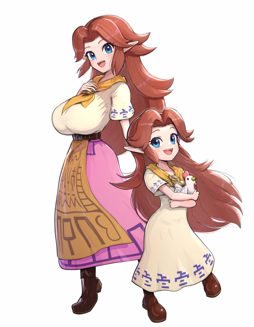 2girls big_breasts blush breasts cleavage clothed clothing cremia female female_only gonzarez gonzarez1938 majora's_mask nintendo red_hair romani the_legend_of_zelda the_legend_of_zelda:_majora's_mask