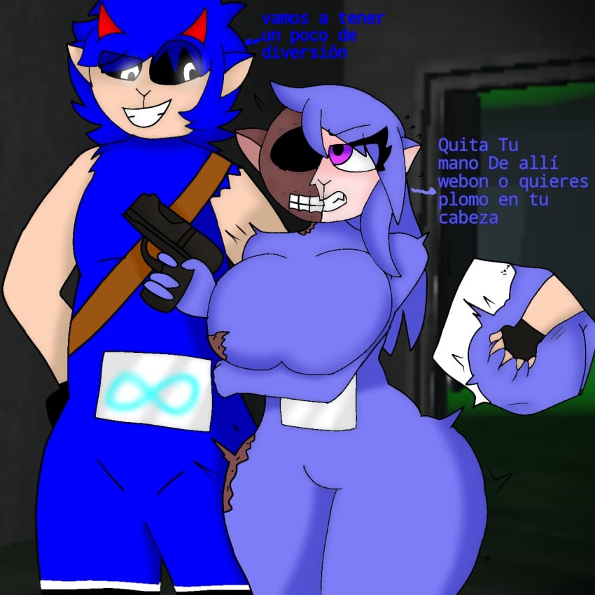 angry_face animated blue_body fanart furry hand_on_ass hand_on_butt hispanic oc ocs purple_body slendytubbies slendytubbies_3 slendytubbies_oc teletubbies twitter_username