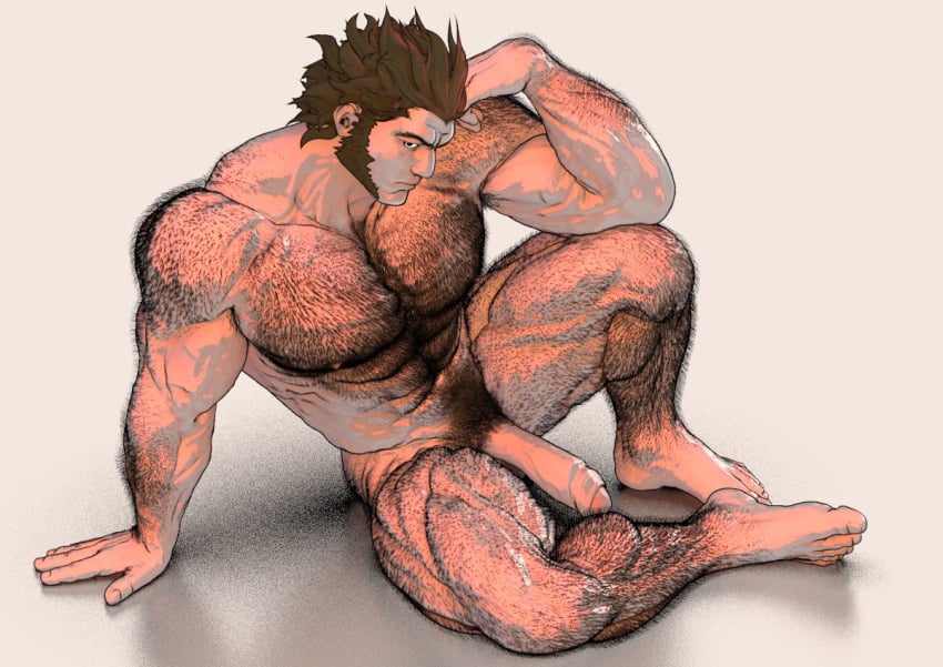 balls bara big_penis body_hair boner doosoo erection facial_hair gyakuten_saiban hairy hairy_armpits hairy_chest hairy_legs hairy_male male male_only muscles muscular nude penis pubic_hair solo solo_male thick_pubes will_powers