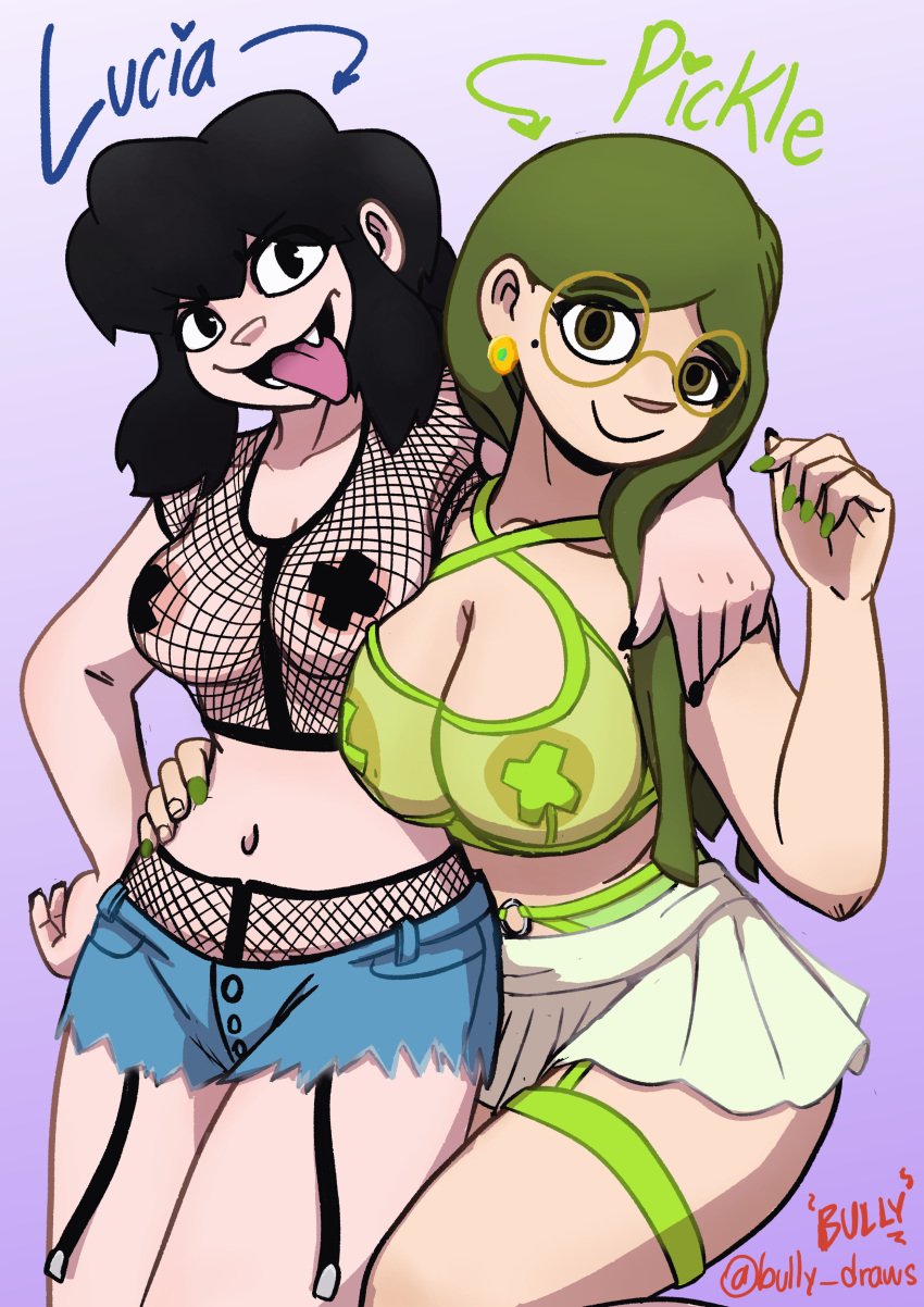 big_ass big_breasts bully_draws duct_tape glasses lucia_(scott_malin) miniskirt outfit pickle_flores sexy_body tongue_out