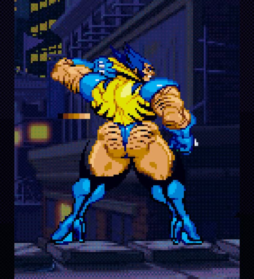 bara bodysuit bottom_dad fag_daddy faggot_daddy gay heels high_heel_boots high_heels huge_ass huge_butt huge_thighs male male_only slutty_daddy underwear wolverine_(x-men)