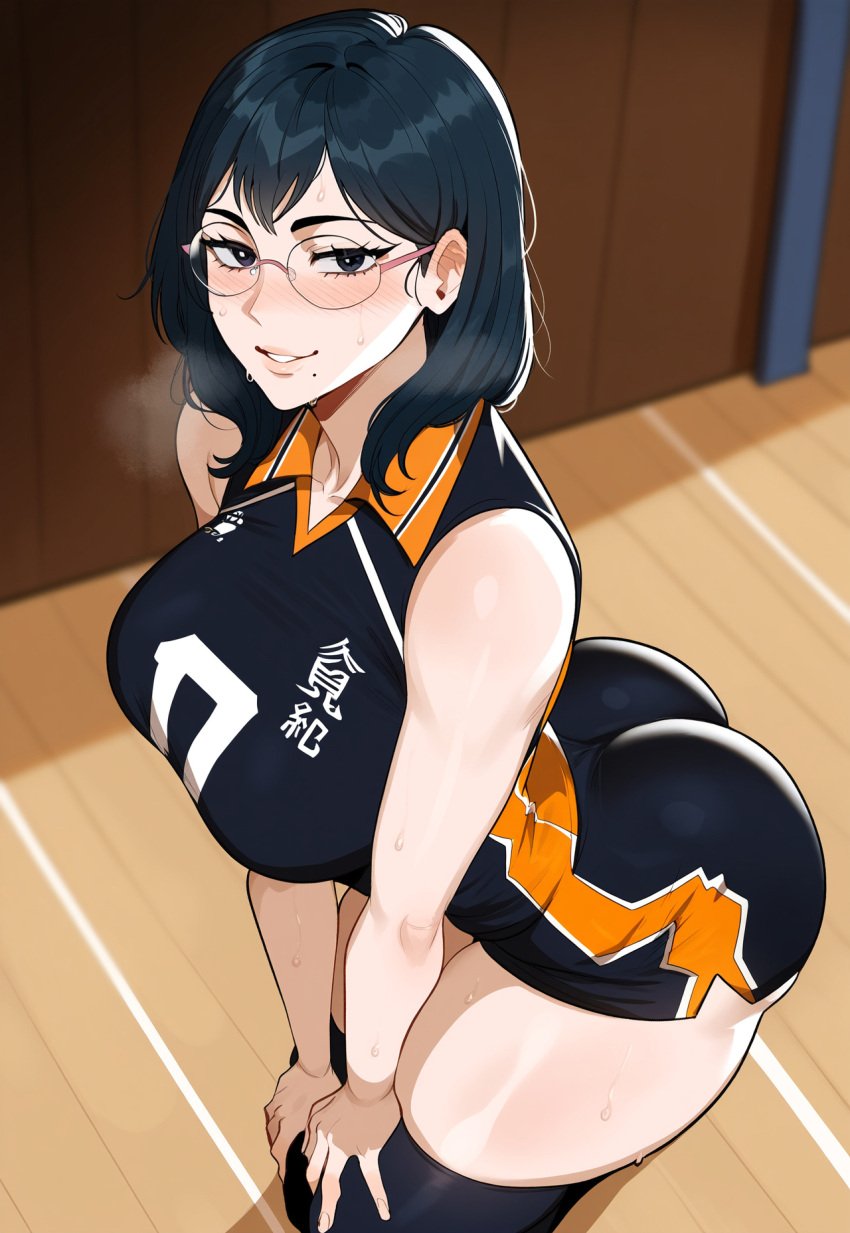 ai_generated blue_eyes blue_hair creamy_ai haikyuu!! light-skinned_female light_skin shimizu_kiyoko short_hair tagme teenage_girl teenager thiccwithaq_(ai_style) young younger_female