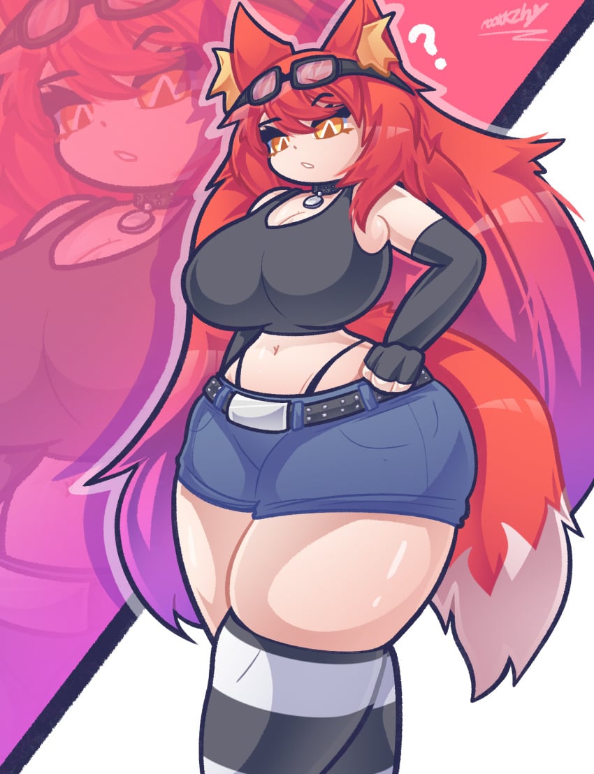 2d 2d_(artwork) 2d_artwork big_ass big_breasts big_thighs crop_top fluffy fluffy_ears fluffy_hair fluffy_tail fluffy_tails fox fox_girl huge_ass huge_breasts huge_butt huge_thighs mookkzhy red_fur red_hair short_hair stockings thick thick_ass thick_butt thick_hips thick_legs thick_tail thick_thighs thighs tight_clothes tight_clothing tight_fit virtual_youtuber vtuber vtuberfanart vtubers white_skin wide_hips wide_thighs