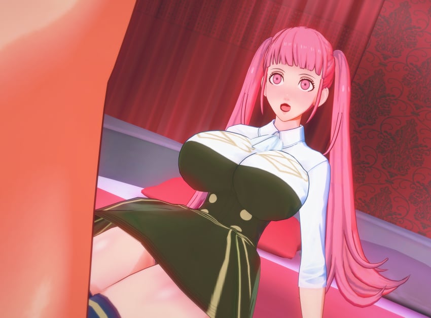 3d fire_emblem fire_emblem:_three_houses garreg_mach_monastery_uniform hilda_valentine_goneril imminent_sex nintendo penis_awe pink_hair river_rock shocked