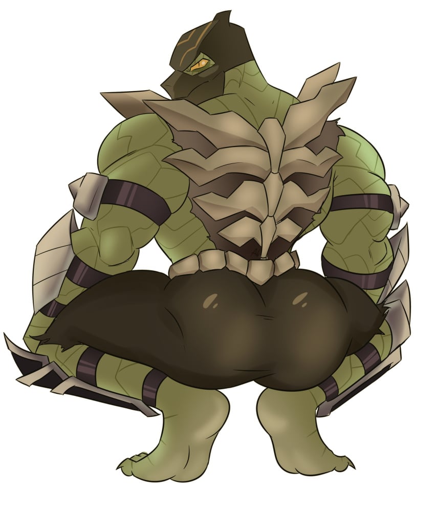 5_toes absurd_res aleksejsalabaev anthro armor armwear ass athletic athletic_anthro athletic_male barefoot biceps big_butt broly_culo claws clothed clothing feet footwear green_body green_scales hi_res lizard lizardman long_mouth looking_at_viewer male male_focus male_only mask meme monster mortal_kombat muscular muscular_anthro muscular_arms muscular_male muscular_thighs ninja orange_sclera pose rear_view reptile reptile_(mortal_kombat) saurian_(mortal_kombat) scales scalie simple_background solo solo_male spikes thick_thighs toe_claws toes topwear warrior white_background yellow_eyes