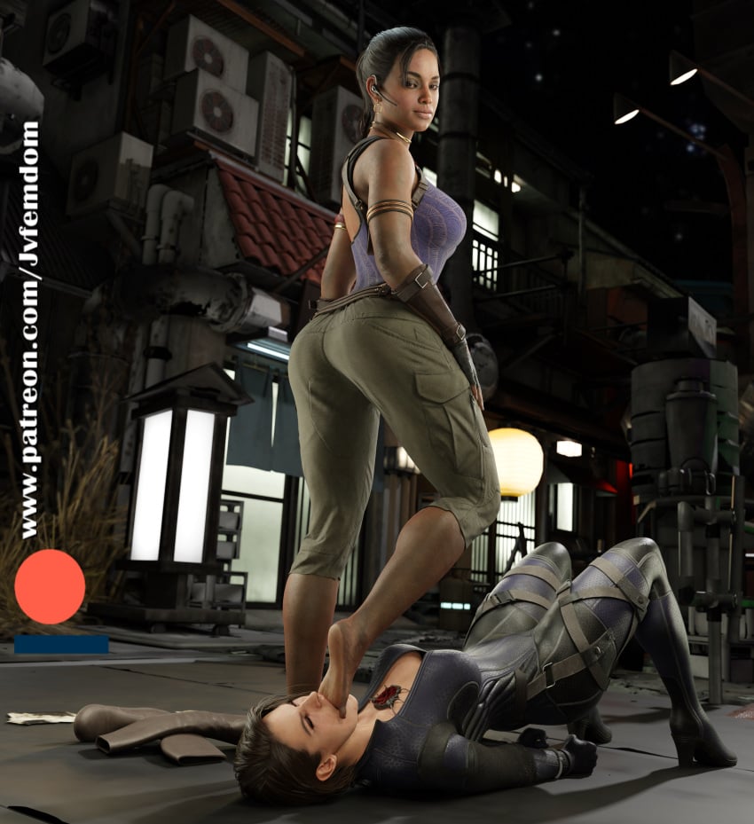 2girls 3d 3d_(artwork) absurd_res arrogant barefoot beaten between_legs between_thighs blender brown_boots brown_hair catfight catsuit choking crush crushing defeated dominant dominant_female domination dominatrix feet feet_on_face female female/female female_domination female_on_female female_only femdom fight fingerless_gloves foot_fetish foot_focus foot_lick foot_licking foot_smother girl_on_girl girls girls_only helpless highres humiliated humiliating humiliation jill_valentine jill_valentine_(sasha_zotova) jpeg jvfemdom knee_boots leather_boots leg_lock leglock legs licking_soles looking_pleasured multiple_girls only_female pinned pinned_down ponytail pose resident_evil round_ass round_butt sadism sadistic sadistic_girl sheva_alomar short_hair smile smirk smug smug_face smug_grin sole_licking submission submission_hold submissive thick_ass thick_thighs thighs toes toes_curled toes_sucking utter_domination voluptuous voluptuous_female wrestling yuri