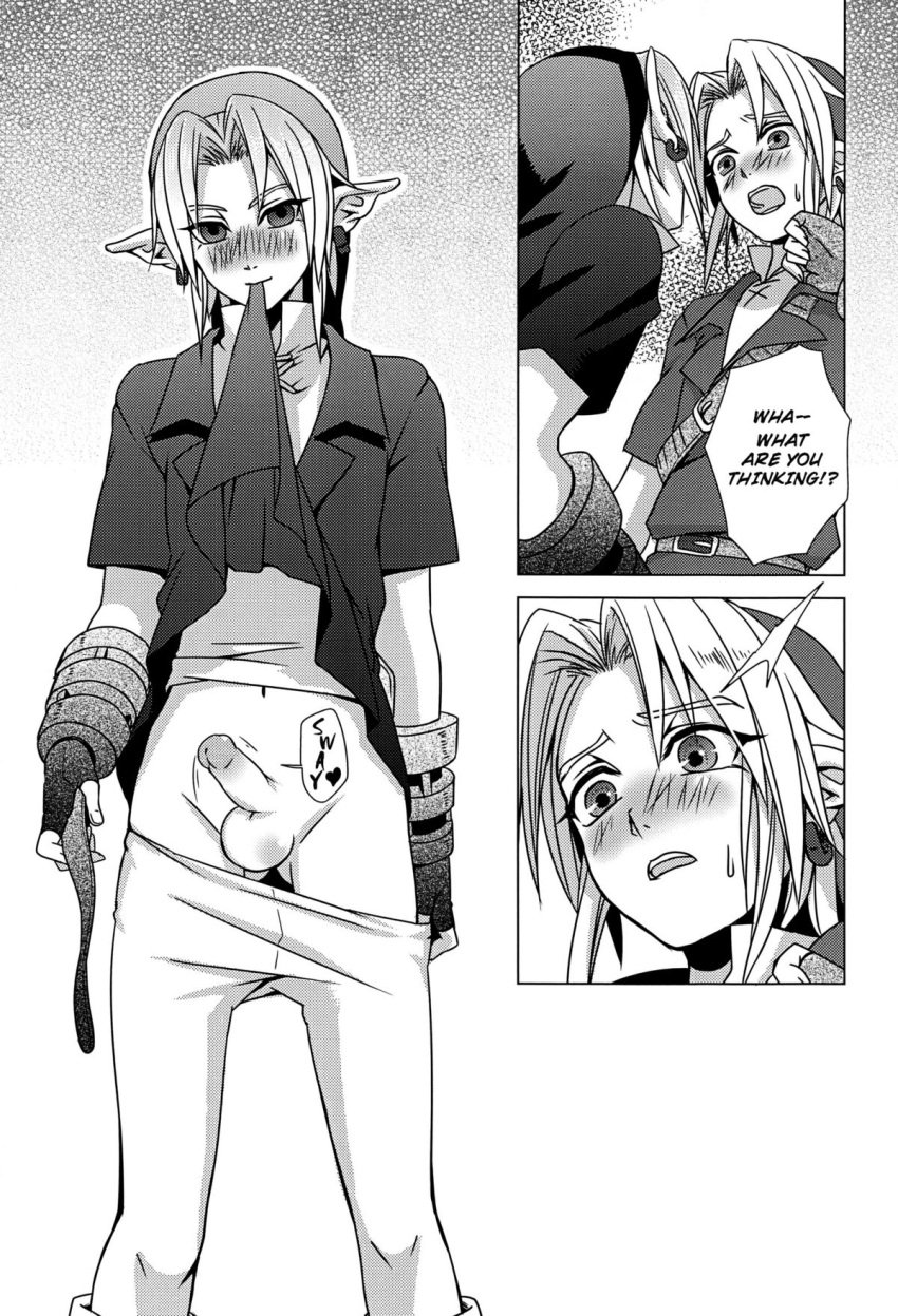 anal dark_link doujinshi femboy gay gay_domination greyscale link link_(ocarina_of_time) male/male male_only monochrome ocarina_of_time selfcest shirt shirt_in_mouth shirt_lifted_by_self stella.ing tagme the_legend_of_zelda twink yaoi