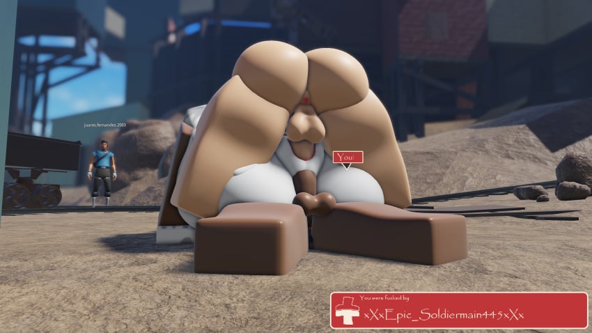 1girls 2boys 3d anal anthro anus balls double_penetration furry human_on_anthro hyena mating_press nude penis roblox robloxian scout_(team_fortress_2) size_difference source_request tagme team_fortress_2 vaginal_penetration yttri