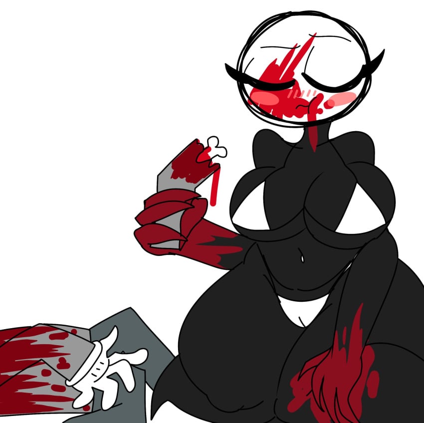 2d 2d_(artwork) 2d_artwork anon big_breasts blood blood_on_face blood_on_hand breasts color_or_die_(roblox) gore hhorsee10 original_character roblox roblox_horror_games tagme thick_thighs