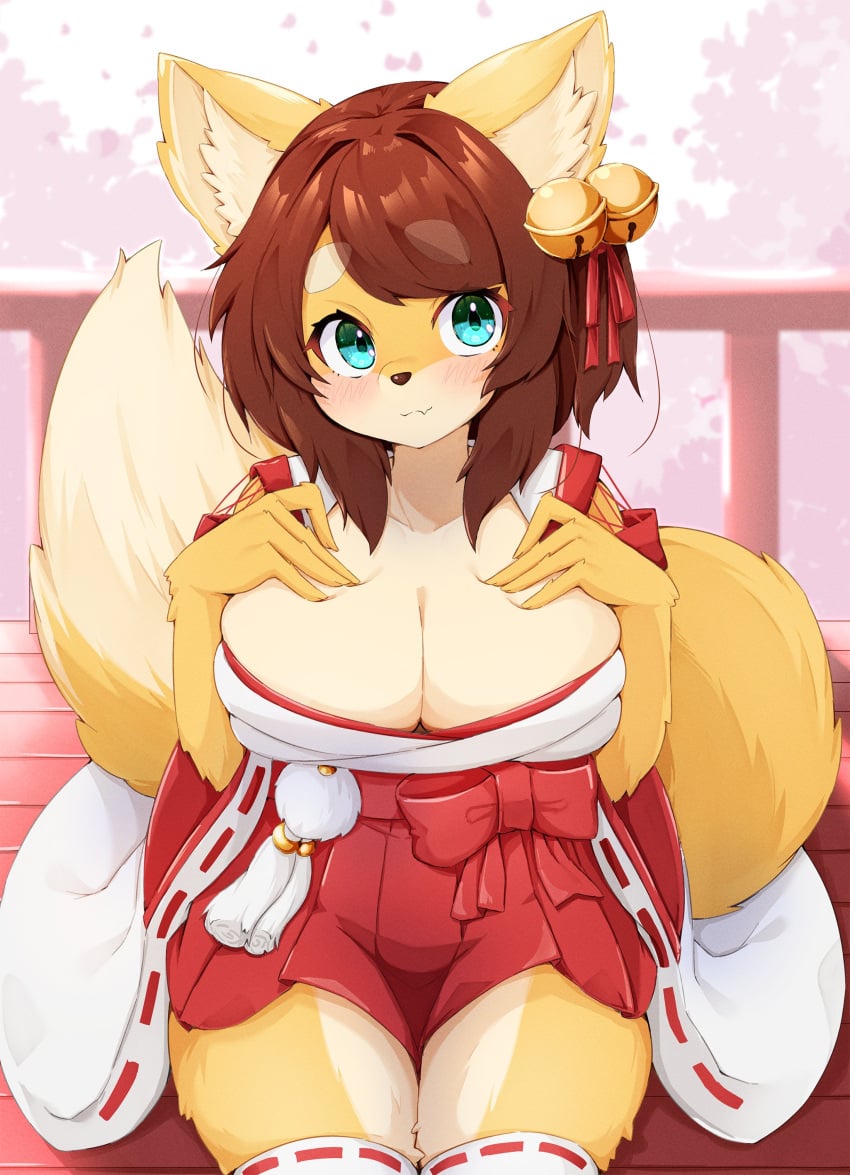 big_breasts breasts cleavage female furry hana_(keep0621) hana_(tailzkim) huge_breasts lulu_akituki thick_thighs wide_hips