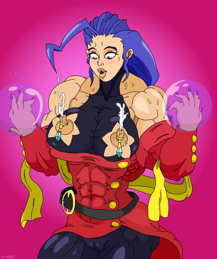 areola atractivemonkey007 big_breasts big_lips breasts cameltoe clitoris erect_nipples female female_only human lactation muscles muscular_female nipple_rings nipples purple_eyes purple_hair rose_(street_fighter) solo street_fighter