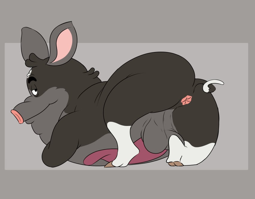 20th_century_fox animal_genitalia animal_penis anus ass ball_lift balls balls_on_feet berkshire_pig black_body black_fur bob-jiggles curled_tail disney domestic_pig erection eyebrows feral_only fur genitals grey_background half-closed_eyes hi_res hooves housebroken looking_at_viewer looking_back lying male male_only mammal max_(housebroken) multicolored_body narrowed_eyes on_front overweight overweight_male penis porcine_penis presenting presenting_hindquarters raised_tail rounded_ears simple_background smile smiling_at_viewer smirk smirking_at_viewer snout solo spread_legs spreading suid suine sus_(pig) tail tail_anus thick_eyebrows