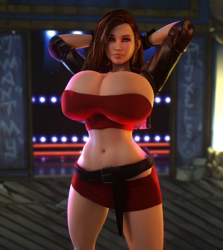1girls 3d 3d_(artwork) abs absurd_res absurd_resolution absurdres alternate_breast_size asymmetrical_hair belt big_breasts big_hips blaze_fielding breasts breasts_bigger_than_head breasts_bigger_than_torso brown_hair brown_hair_female clothed clothed_female cropped_jacket earrings exposed_midriff female female_only fingerless_gloves gigantic_breasts gloves hands_behind_head hi_res high_resolution highres hips hoop_earrings hoop_earrings_oversized huge_breasts human human_female human_only jacket large_breasts large_hips long_hair loose_belt midriff panties panties_peek panty_peek slim_waist small_waist streets_of_rage streets_of_rage_4 string_panties thin_waist tube_top tubetop underwear upper_body vaako very_long_hair visible_underwear wide_hips