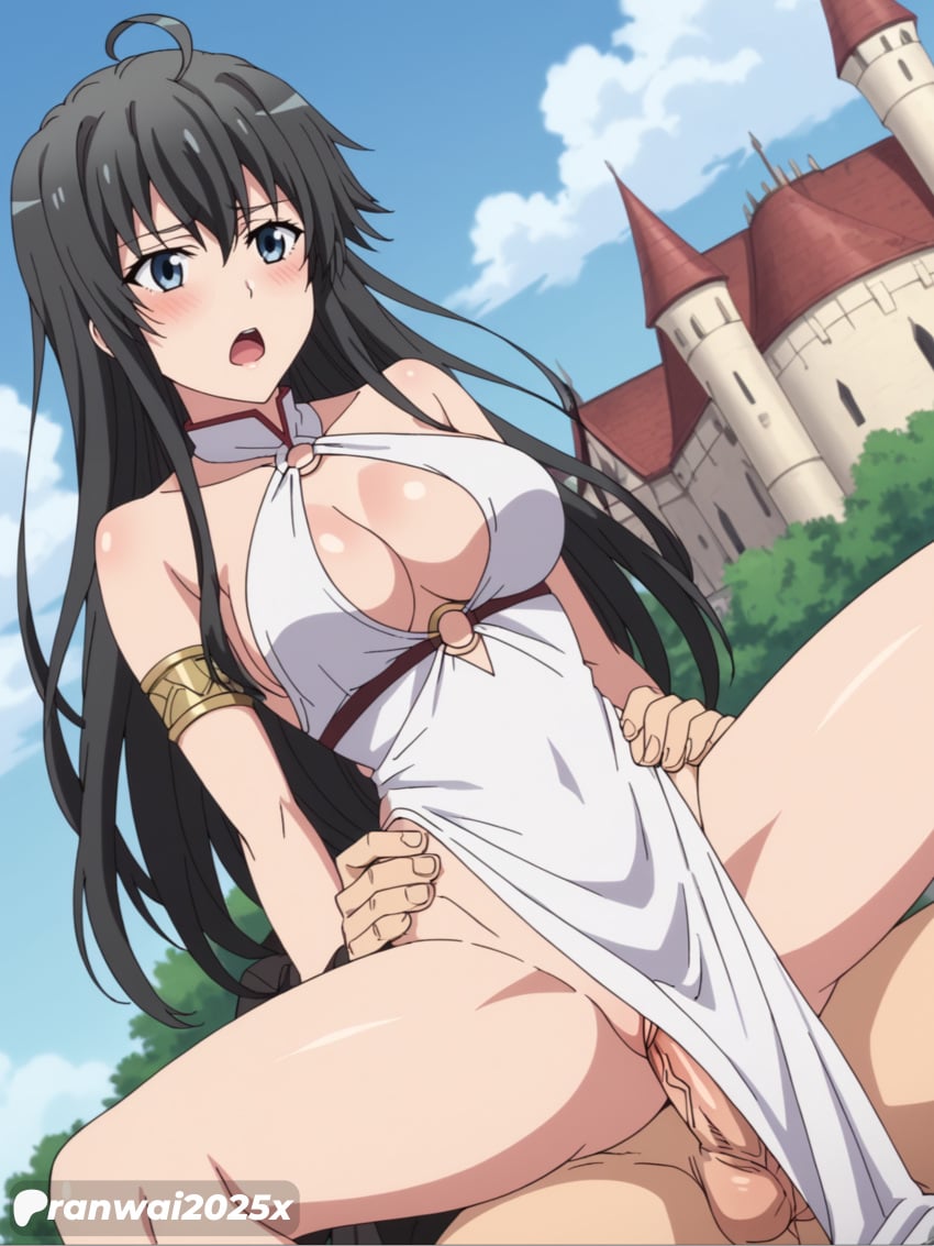 1girls ai_generated anime black_hair blue_eyes clothed_sex female goddess_dress large_breasts my_teen_romantic_comedy_snafu oregairu ranwai2025x sex uncensored vagina vaginal_penetration vaginal_sex yukinoshita_yukino