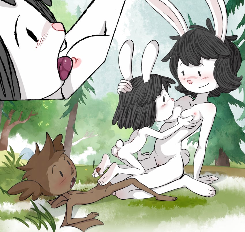 1boy 2girls age_difference ari_bat ass bat bisexual bisexual_female black_hair blush breast_sucking breasts brown_fur brown_hair chiropteran cub elinor_rabbit elinor_wonders_why female footjob furry incest lagomorph licking_nipples male milf mother_and_daughter multiple_girls padoga pbskids penis penis_in_pussy pussy rabbit ranger_rabbit smile young