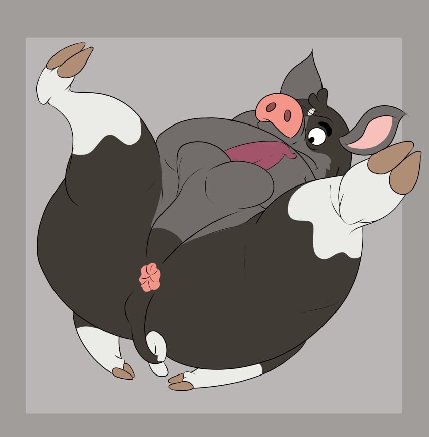 20th_century_fox absurd_res animal_genitalia animal_penis anus ass balls bent_legs berkshire_pig black_body black_fur bob-jiggles curled_tail disney domestic_pig erection eyebrows feral_only fur genitals grey_background half-closed_eyes hands_on_ground hi_res hooves housebroken legs_up looking_down lying male male_only mammal max_(housebroken) multicolored_body narrowed_eyes on_back overweight overweight_male penis penis_on_belly porcine_penis presenting presenting_hindquarters rounded_ears simple_background snout solo spread_legs spreading suid suine sus_(pig) tail tail_anus thick_eyebrows