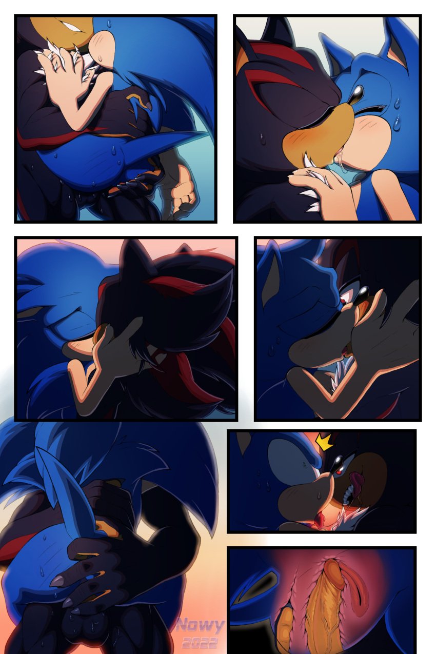 2022 2:3 anal anal_fingering andromorph andromorph/male anthro anus artist_name ass bed bedroom biped black_body black_fur black_nose blue_body blue_fur blush blush_lines bodily_fluids butt_grab chest_tuft closed_eyes comic countershade_fur countershading cuntboy cuntboy/male digital_drawing_(artwork) digital_media_(artwork) dripping duo erection eulipotyphlan fingering french_kissing fur furniture genitals green_eyes hand_on_butt hedgehog hi_res hug hugging_another hugging_partner humanoid_genitalia humanoid_hands humanoid_penis inside internal internal_vaginal intersex intersex/male kissing looking_at_another looking_pleasured lying making_out male male/cuntboy mammal morning morning_sex multicolored_body multicolored_fur muscular muscular_anthro muscular_male nowykowski7 nude nude_anthro nude_male on_back on_bed open_mouth open_smile penetration penile penile_penetration penis pussy quills_(anatomy) red_body red_eyes red_fur relationship romantic saliva saliva_drip saliva_string sega shaded shadow_the_hedgehog smile sonic_(series) sonic_the_hedgehog sonic_the_hedgehog_(series) sweat tan_arms tan_body tan_countershading tan_fur tan_inner_ear text tongue tongue_out tuft vaginal_penetration vein veiny_penis