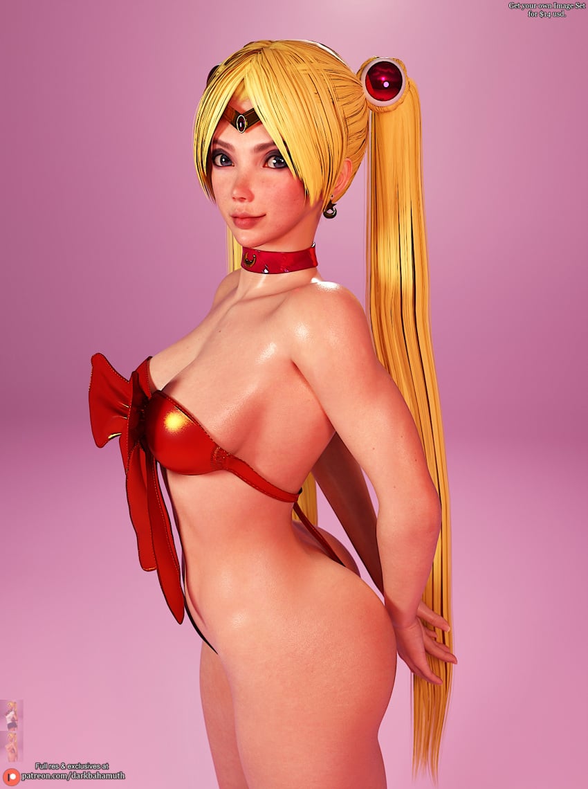 3d 3d_(artwork) aged_up bishoujo_senshi_sailor_moon darkbahamuth pinup ribbon sailor_moon usagi_tsukino wraps