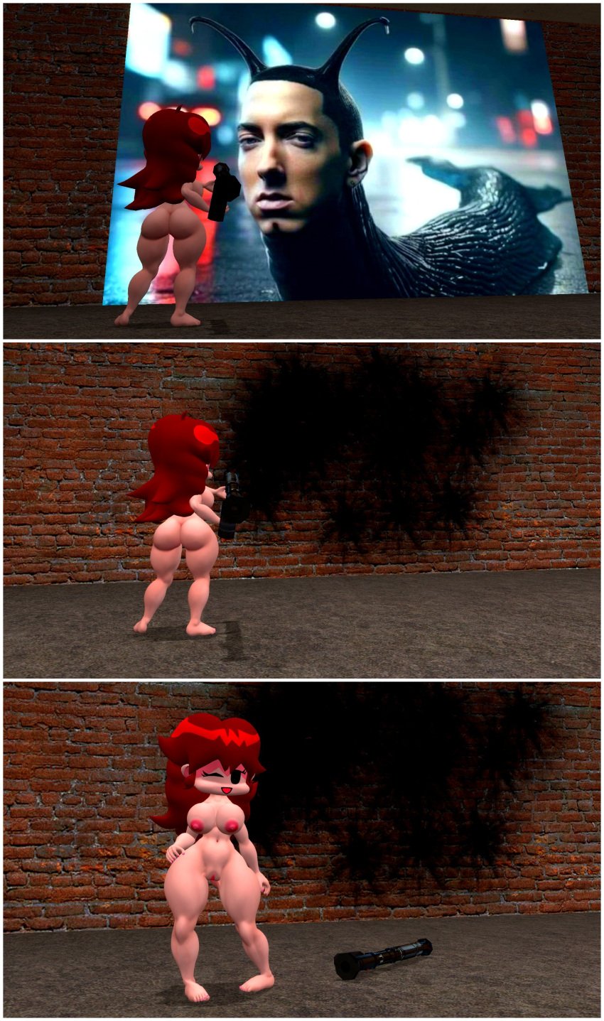 1girls 3d 3d_(artwork) areolae ass auburn_hair barefoot breasts completely_nude completely_nude_female female female_only friday_night_funkin full_body gf_fnf_fan girlfriend_(friday_night_funkin) long_hair looking_at_viewer meme naked naked_female nipples nude nude_female one_eye_closed open_mouth open_smile pussy rocket_launcher smile solo solo_female what wink