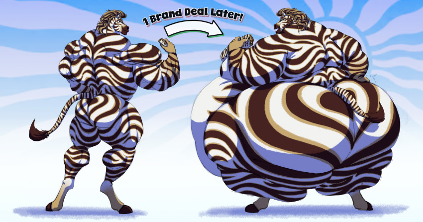 1boy anthro ass belly belly_overhang big_moobs breasts cake fat fit_to_fat furry hips large_ass large_breasts male male_focus male_only moobs muscular muscular_male muscular_thighs nude nude_male overweight overweight_male silver-stag stallion stomach thick_thighs thighs weight_gain wide_hips zebra zebra_cakes zebra_print zebra_stripes