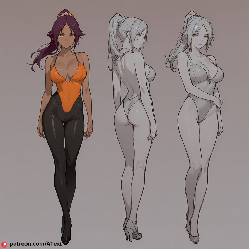 ai_generated character_sheet contempt large_breasts shihouin_yoruichi standing