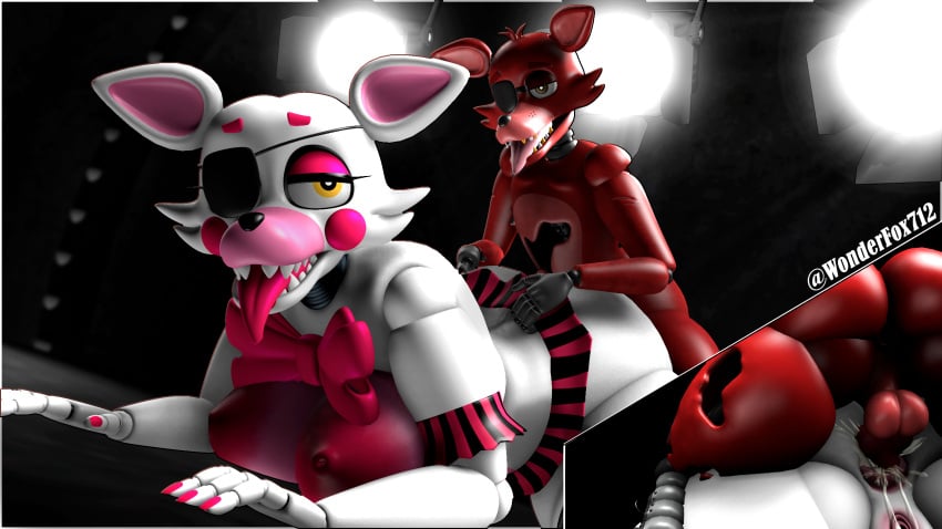 1boy 1boy1girl 1girls 3d animatronic anthro canid canine digital_media_(artwork) female five_nights_at_freddy&#039;s five_nights_at_freddy&#039;s_2 fox foxy_(fnaf) hi_res machine male male/female mammal mangle_(fnaf) robot scottgames source_filmmaker_(artwork) wonderfox712