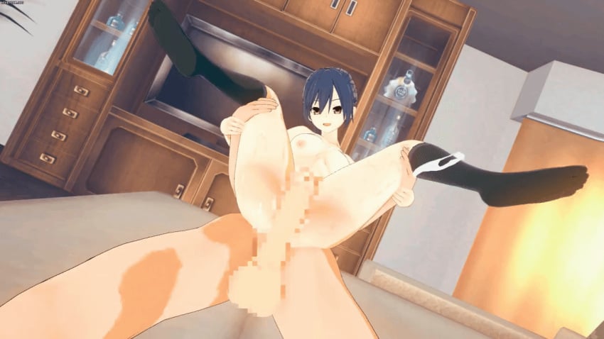 1boy 1girls animated animated_image balls black_legwear blue_hair breasts brown_eyes carrying carrying_partner censored censored_penis date_a_live female female_penetrated gif having_fun indoors indoors_sex itsuka_shido kneesocks legs_held_open male male/female male_penetrating male_penetrating_female medium_breasts mosaic_censoring penis penis_in_pussy reverse_suspended_congress sex sister sister_and_brother socks_only spread_legs takamiya_mana thigh_highs thighhighs vaginal_penetration