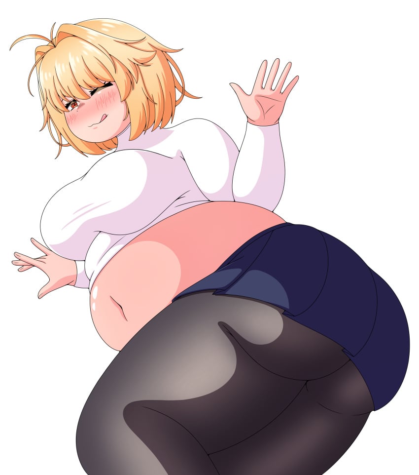 1girls :p ahoge alternate_version_available arcueid_brunestud ass bbw belly big_ass big_belly big_breasts blonde_hair blush chubby chubby_female chubby_woman enormous_ass enormous_belly enormous_breasts expansion fat fat_female fat_woman hands_up huge_ass huge_belly huge_breasts large_ass large_belly large_breasts laying_down looking_at_viewer melty_blood midriff obese obese_female one_eye_closed pantyhose plump reaching_towards_viewer red_eyes sequence short_hair simple_background skirt smile sweater thighs tongue tongue_out tsukihime tsukihime_(remake) tummy turning_around turtleneck_sweater type-moon vlacksr weight weight_gain weight_gain_sequence wg white_background wink winking_at_viewer