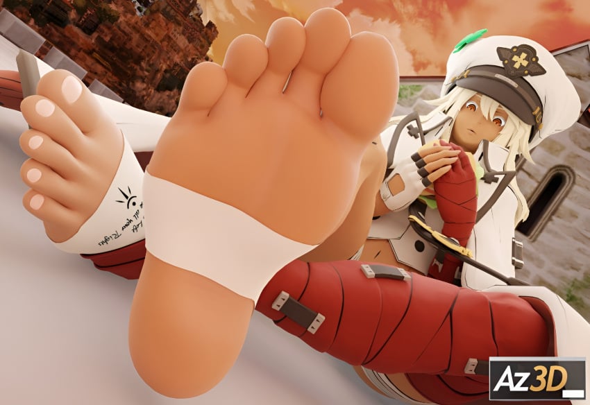 barefoot clothed_female dark-skinned_female feet female female_focus female_only foot_fetish foot_focus guilty_gear ramlethal_valentine soles soles_female soles_fetish stirrup_legwear toes