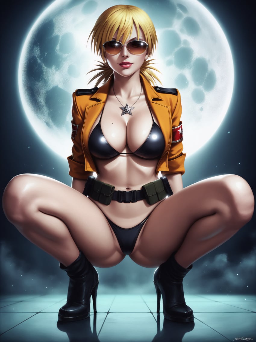 ai_generated blonde_hair breasts british_female hellsing infiniteskull moon moonlight pale-skinned_female seras_victoria short_hair vampire_girl