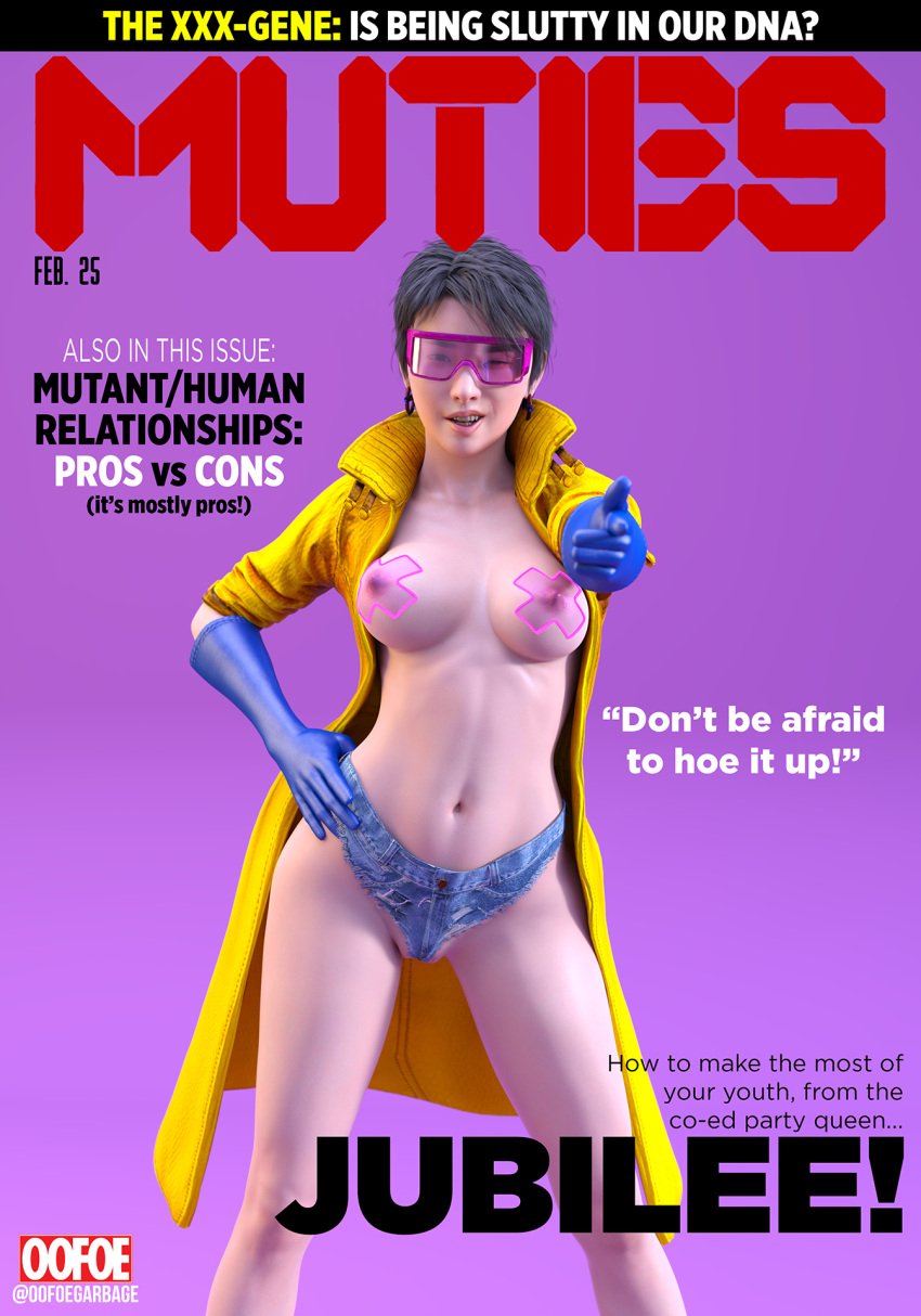 1girls 3d asian asian_female chinese_female daz_studio english english_text fake_cover fake_magazine_cover gloves hotpants jacket jacket_open jubilation_lee jubilee magazine_cover marvel marvel_comics oofoe open_jacket pasties pink_sunglasses self_upload short_hair short_shorts transparent_clothing transparent_pasties wink winking_at_viewer x-men x_pasties yellow_jacket