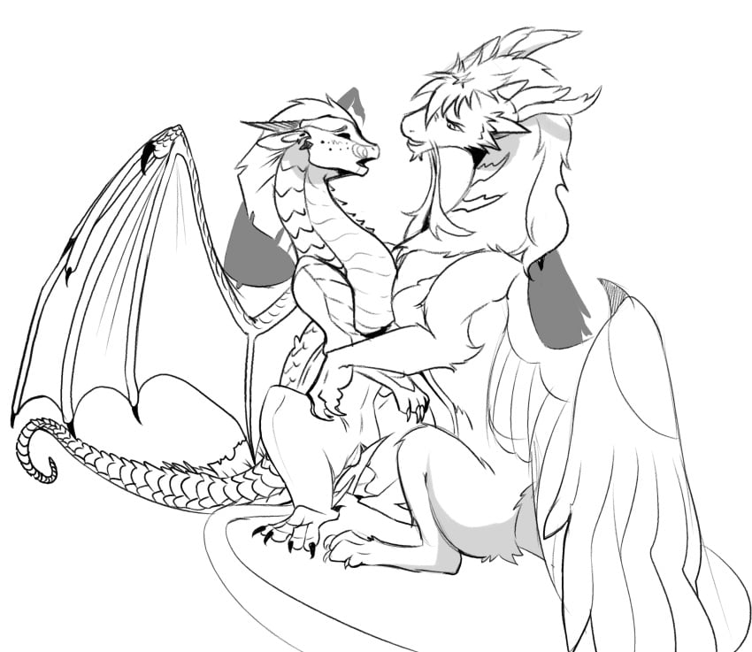 absurd_res aroused dragon duo female feral ganymede_lacebark genitals hi_res lonpo male male/female moan mythological_creature mythological_scalie mythology nightwing_(wof) pussy sandwing_(wof) scalie sunny_(wof) tail tail_fetish tail_play wings_of_fire